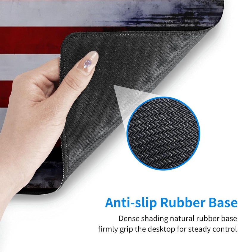 Brecoy Gaming Mouse Pad American Flag Mouse Mat Non-Slip Rubber Carpet Pad for Computer Keyboard & Gaming Accessories 31.5×11.8 Inches - Image 4
